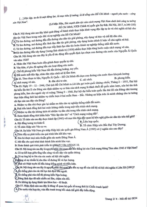 ĐỀ THI THPT MÔN LỊCH SỬ