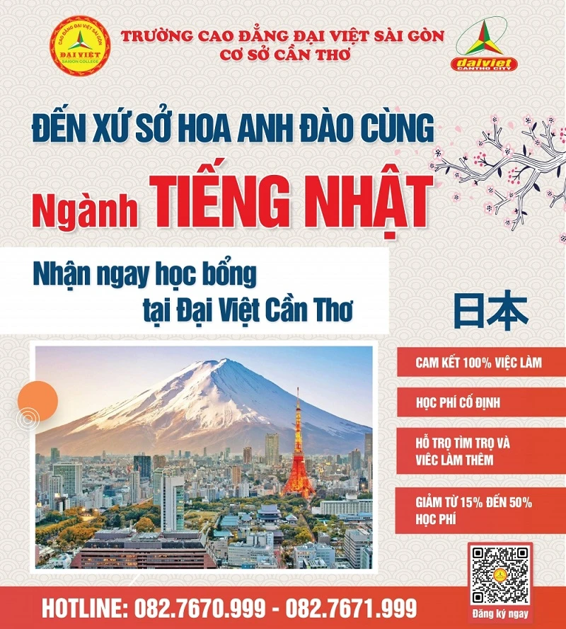 Đến Xứ Sở Hoa Anh Đào Cùng Ngành Tiếng Nhật Nhận Ngay Học Bổng Tại Đại Việt Tp Cần Thơ