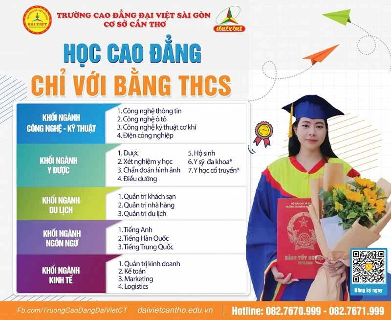 Học Cao Đẳng Chỉ Với Bằng Thcs Tại Đại Việt Sài Gòn Cơ Sở Cần Thơ
