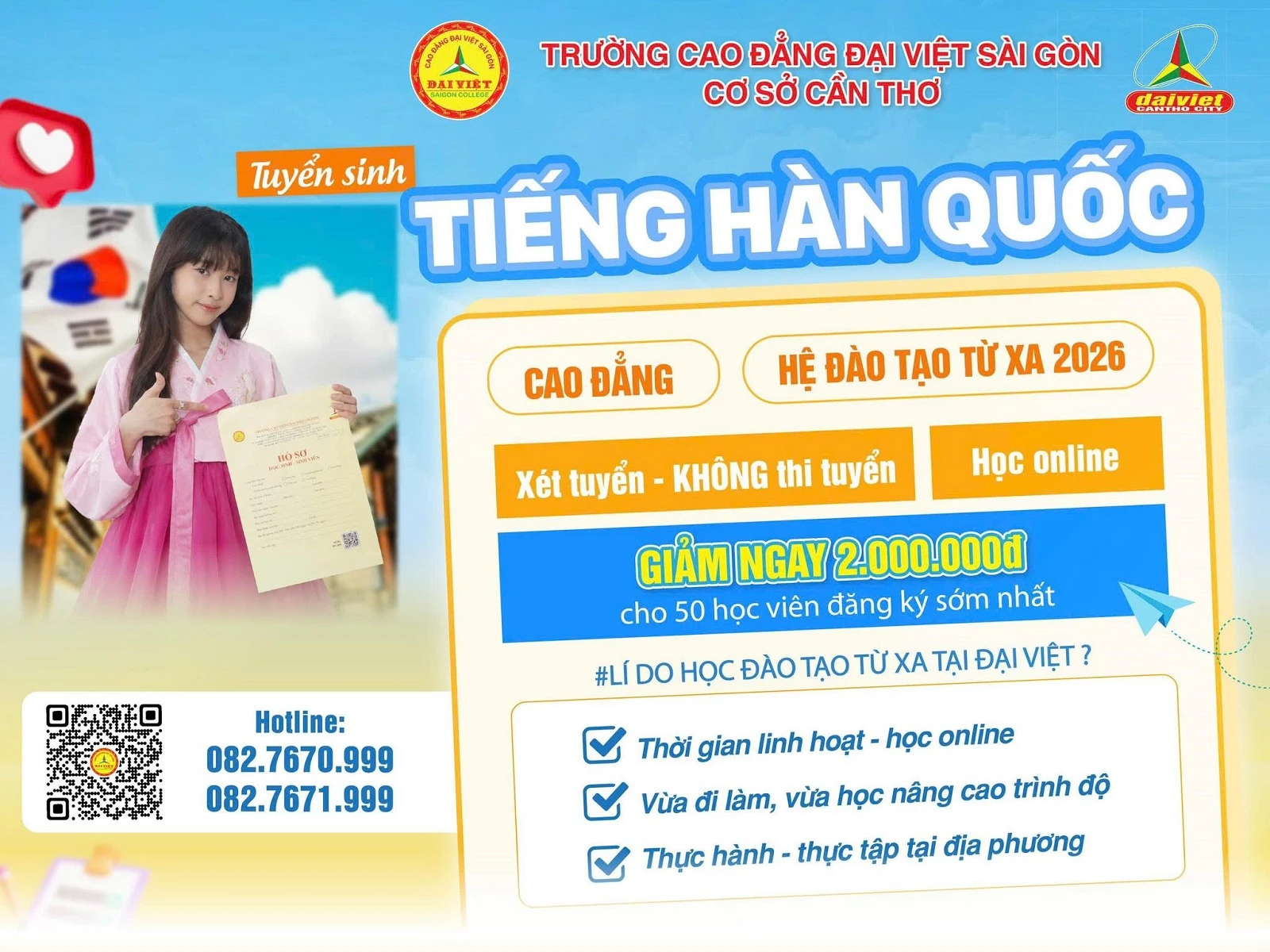 HỌC CAO ĐẲNG TIẾNG HÀN TỪ XA – CHỦ ĐỘNG THỜI GIAN, MỞ RỘNG TƯƠNG LAI