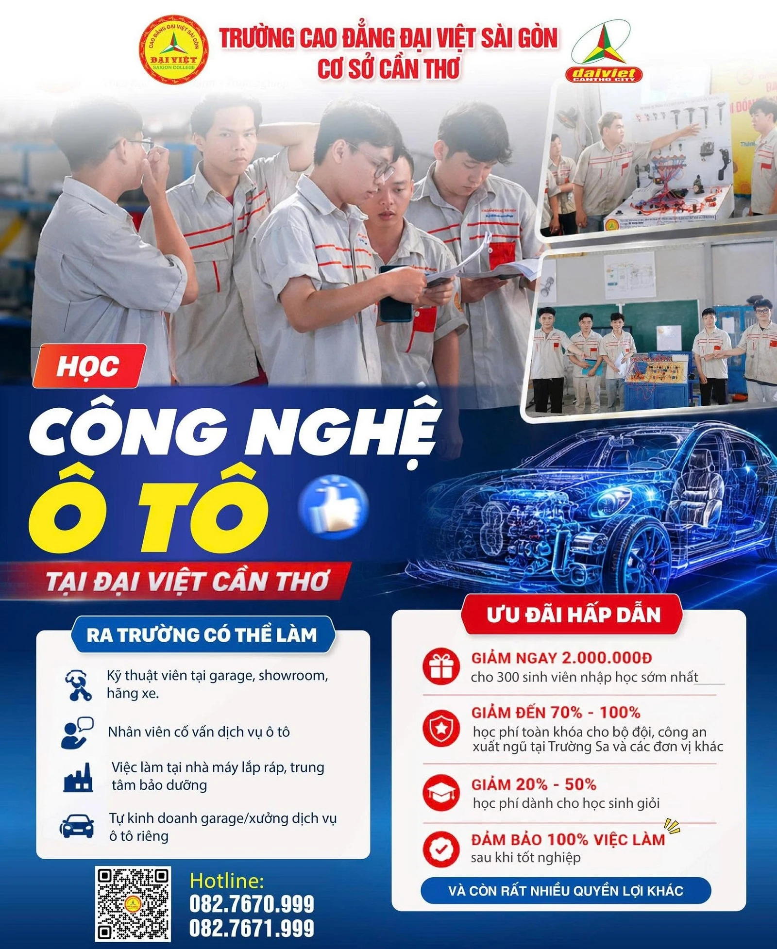 HỌC CÔNG NGHỆ Ô TÔ TẠI ĐẠI VIỆT CẦN THƠ - RA TRƯỜNG CÓ NGHỀ - CÓ VIỆC - CÓ TƯƠNG LAI