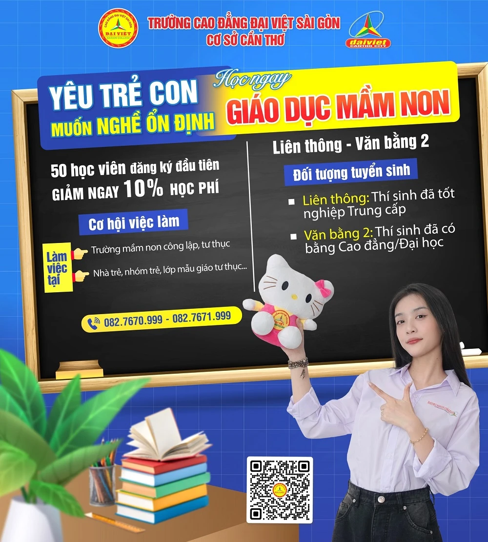 NGÀNH GIÁO DỤC MẦM NON ĐẠI VIỆT CẦN THƠ – LỰA CHỌN NGHỀ ỔN ĐỊNH CHO NGƯỜI YÊU TRẺ