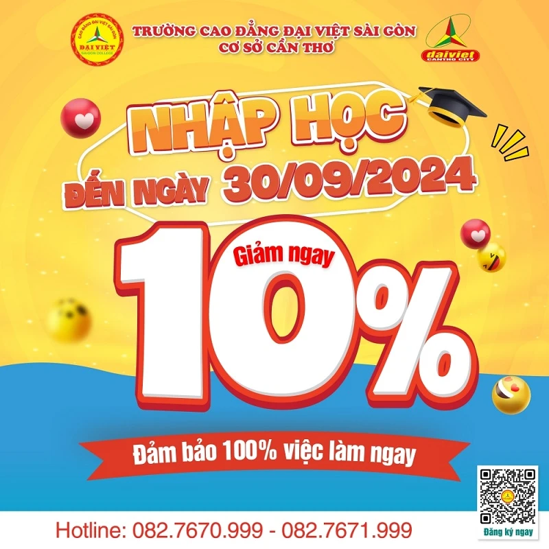 Tân Sinh Viên Đại Việt Tp Cần Thơ Được Giảm 10% Học Phí Khi Nhập Học Đến Ngày 30/9/2024