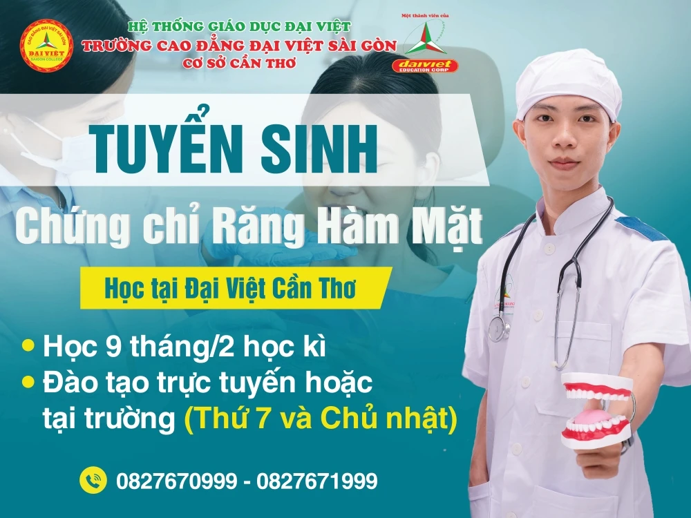 Thông báo tuyển sinh chứng chỉ răng hàm mặt học tại trường Đại Việt Tp Cần Thơ
