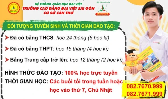 Tuyển Sinh Trung Cấp Kế Toán Học Trực Tuyến – Đại Việt Sài Gòn Cơ Sở Cần Thơ