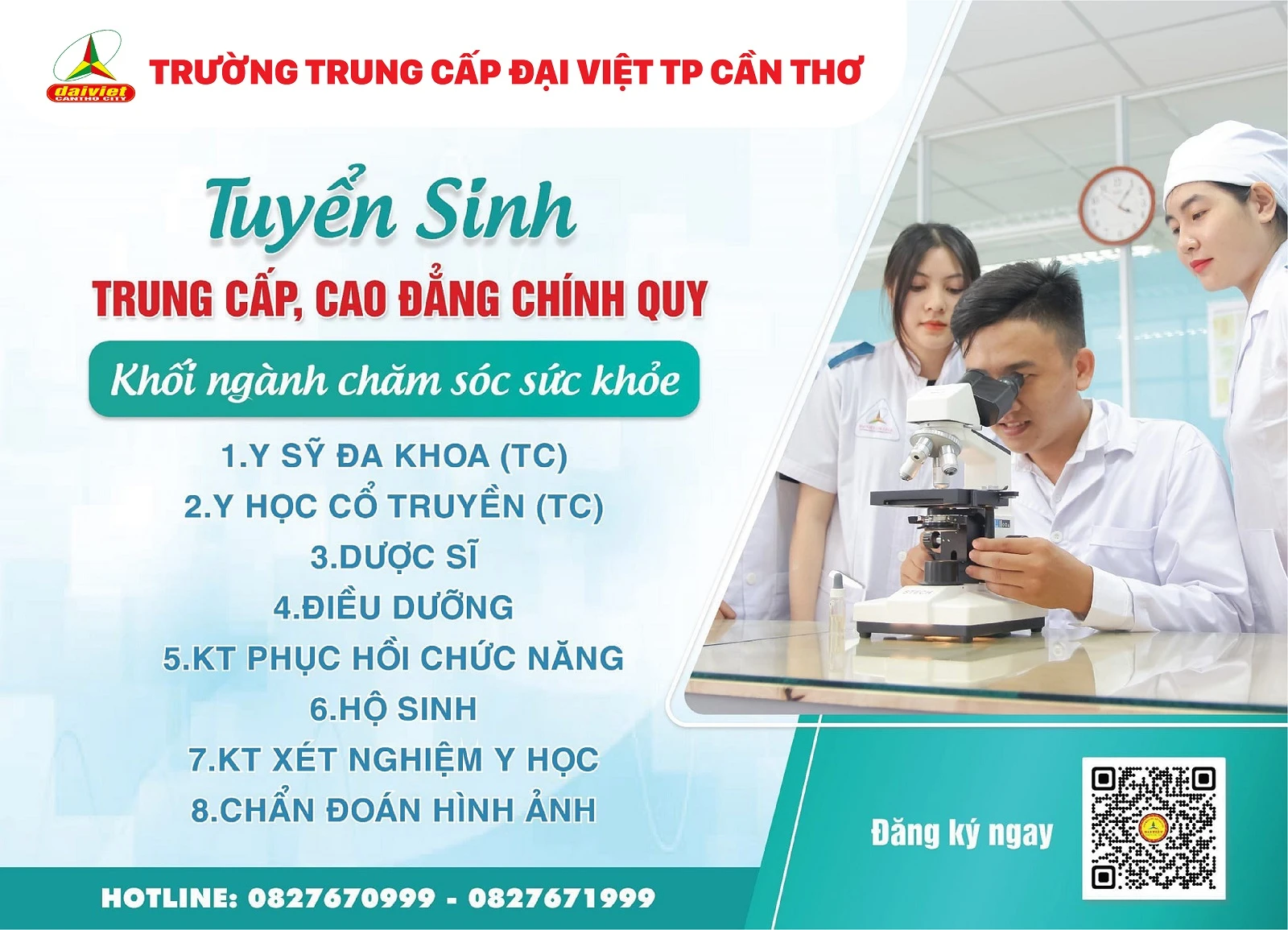THÔNG BÁO TUYỂN SINH TRUNG CẤP, CAO ĐẲNG CHÍNH QUY KHỐI NGÀNH CHĂM SÓC SỨC KHỎE