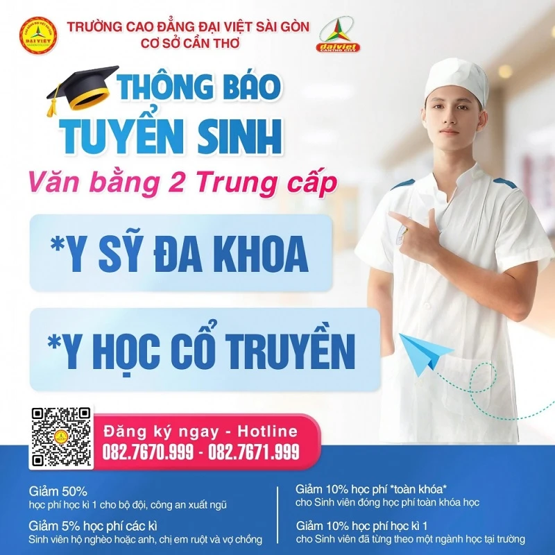 Thông Báo Tuyển Sinh Văn Bằng 2 Trung Cấp Ngành Y Sĩ Đa Khoa & Y Học Cổ Truyền
