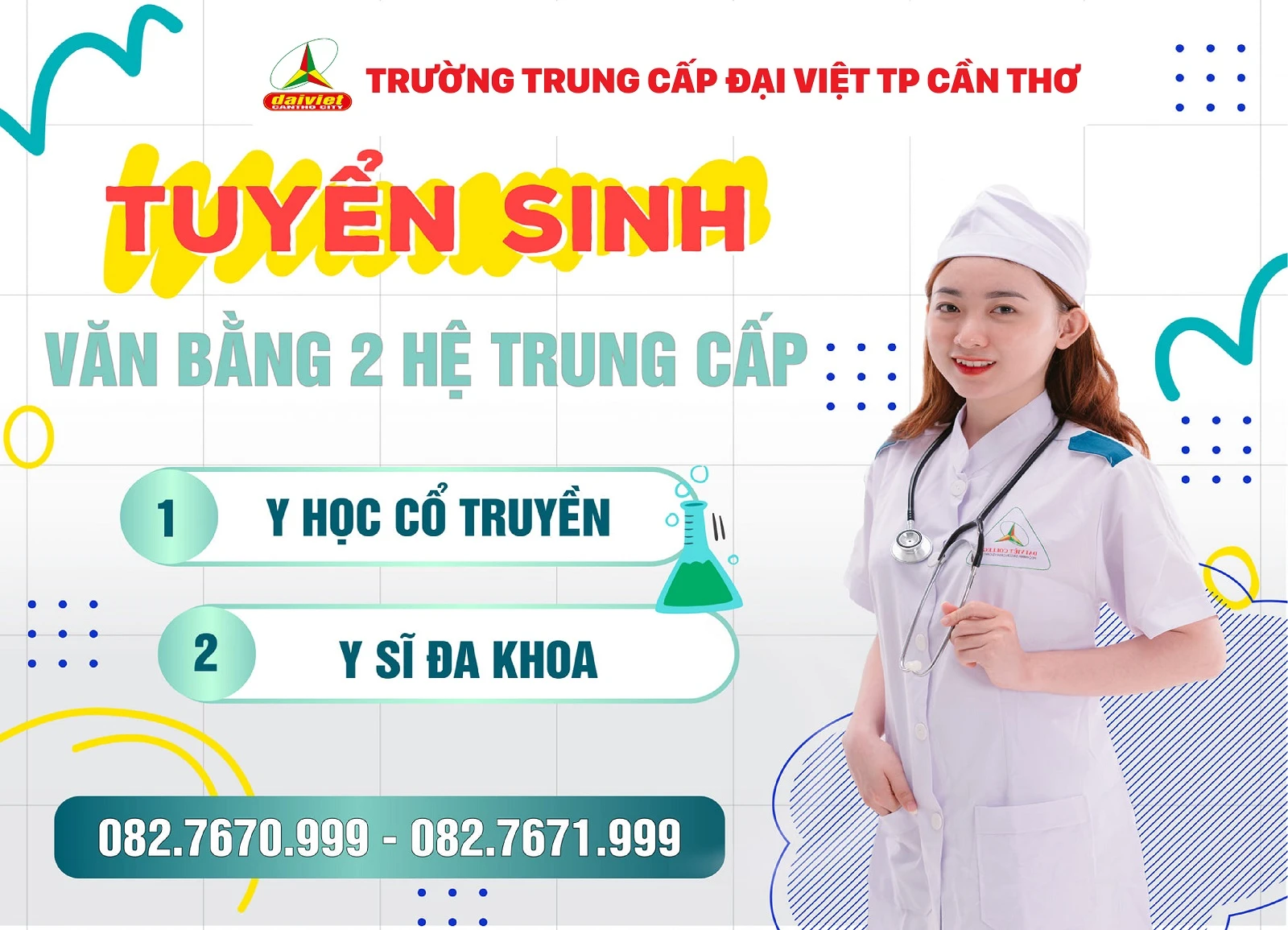TRƯỜNG ĐẠI VIỆT CẦN THƠ THÔNG BÁO TUYỂN SINH HỆ VĂN BẰNG 2 TRUNG CẤP NGÀNH Y SỸ ĐA KHOA và Y HỌC CỔ TRUYỀN
