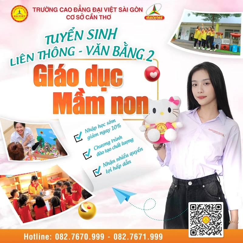 Tuyển Sinh Cao Đẳng Mầm Non Hệ Liên Thông, Văn Bằng 2 Tại Đại Việt Tp Cần Thơ