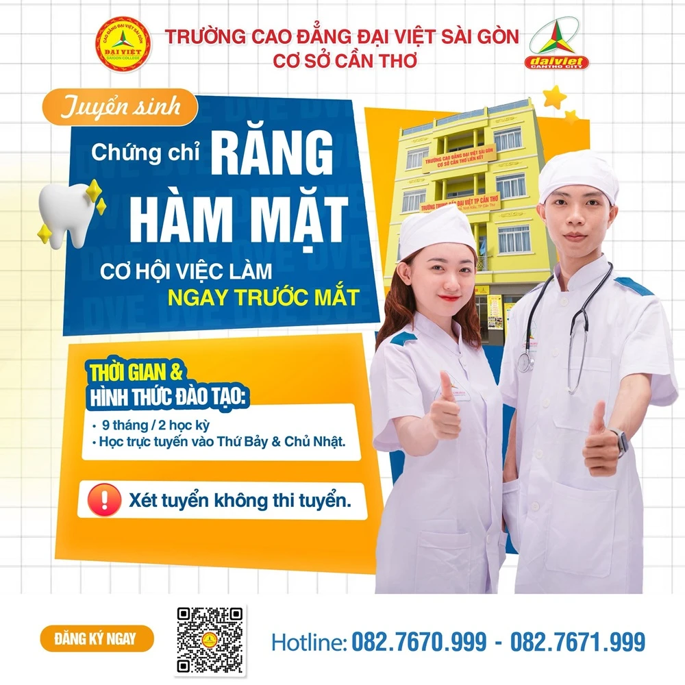 Tuyển Sinh Chứng Chỉ Răng Hàm Mặt Tại Trung Cấp Đại Việt Thành Phố Cần Thơ