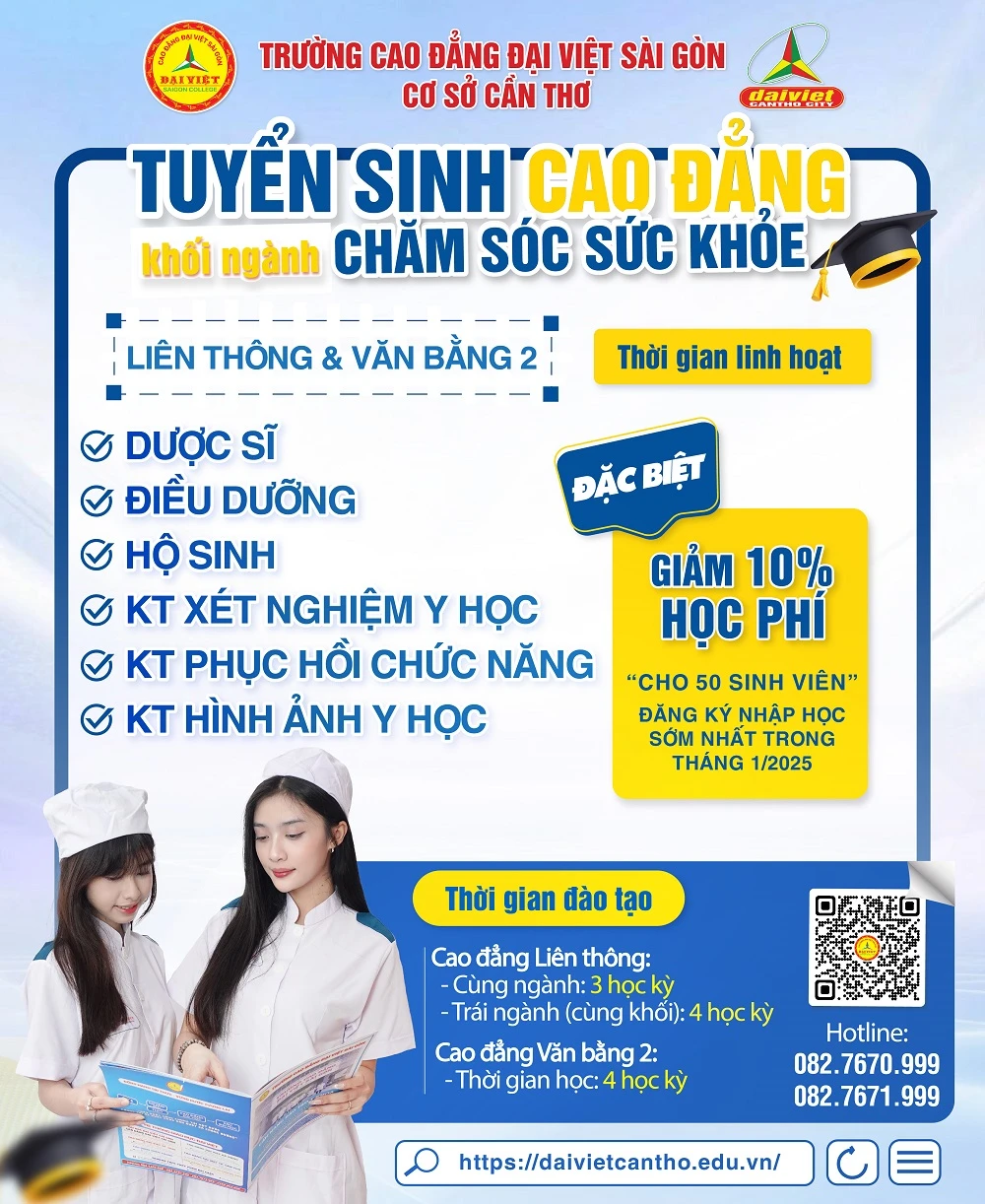 TUYỂN SINH LIÊN THÔNG – VĂN BẰNG 2 CAO ĐẲNG KHỐI NGÀNH CHĂM SÓC SỨC KHỎE