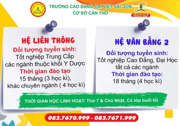 Tuyển sinh Liên thông – Văn bằng 2 Dược, Điều dưỡng Đại Việt Cần Thơ 2023