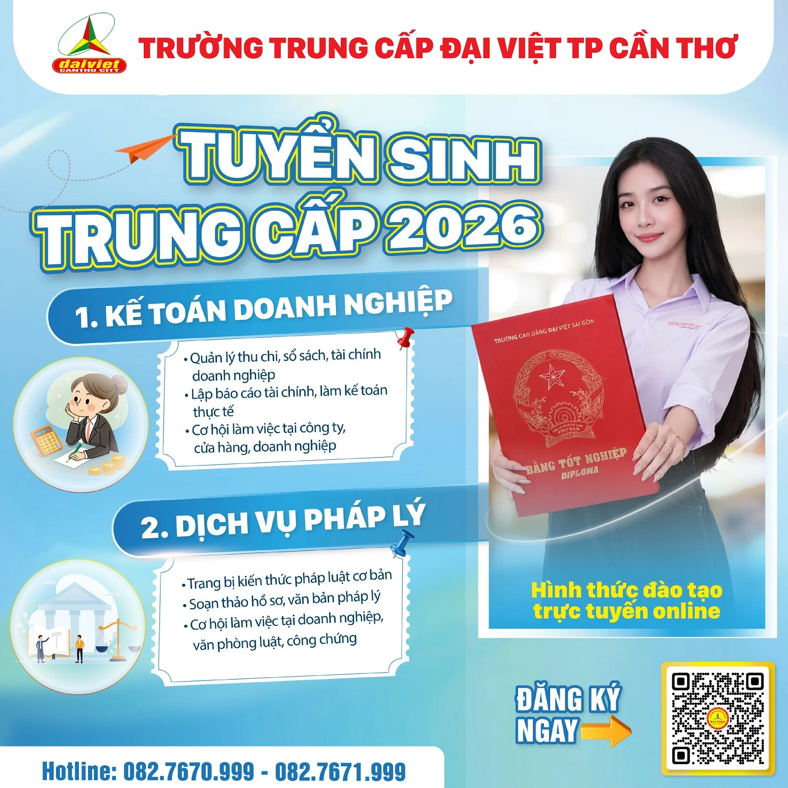 TUYỂN SINH TRUNG CẤP 2026 NGÀNH KẾ TOÁN DOANH NGHIỆP, DỊCH VỤ PHÁP LÝ