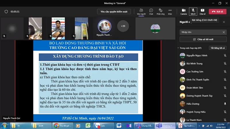 Tập Huấn Chương Trình Đào Tạo Ngày 16/4/2022